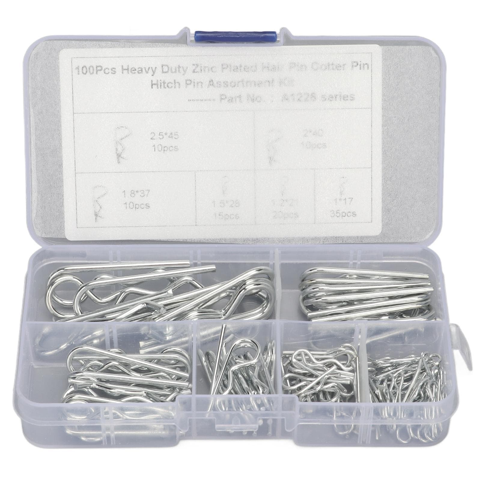100PCS R Clip Assortment Kit Carbon Steel Hairpin Retaining Pin Clip M1 M1.2 M1.5 M1.85 M2 M2.5