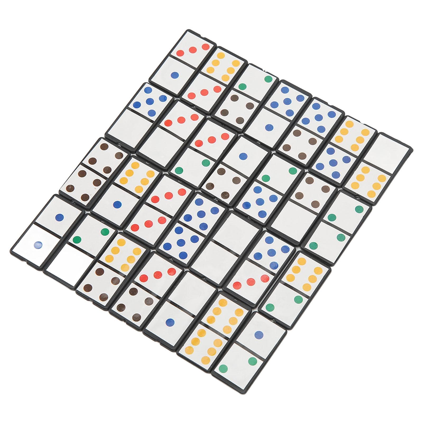 28Pcs Double Six Dominoes Set Plastic Portable Board Interactive Game with Colorful Dot for