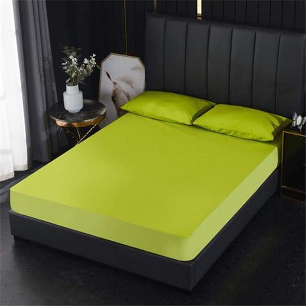 Waterproof Bed Sheet Mattress Cover Pad Solid Color Fitted Sheet with All-Around Elastic Rubber Band Bed Sheet No Pillowcases Full Only A Sheet green