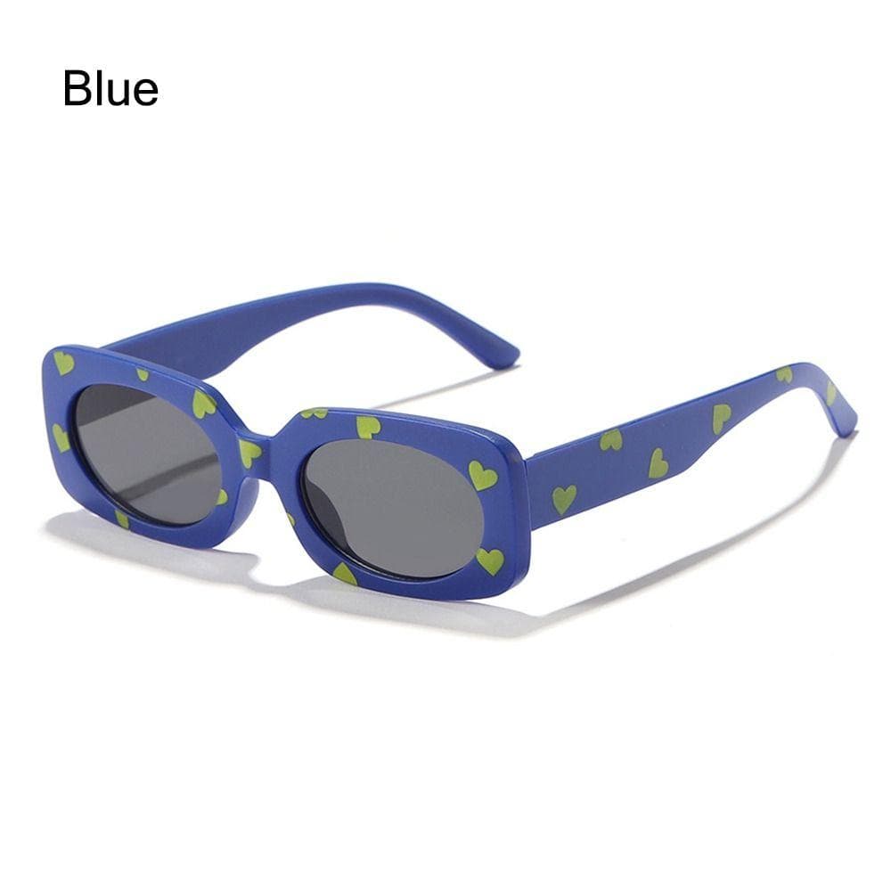 Cute Heart Print UV400 Kids Sunglasses 2-8 Years Sun Protection Rectangular Shades for Girls Boys