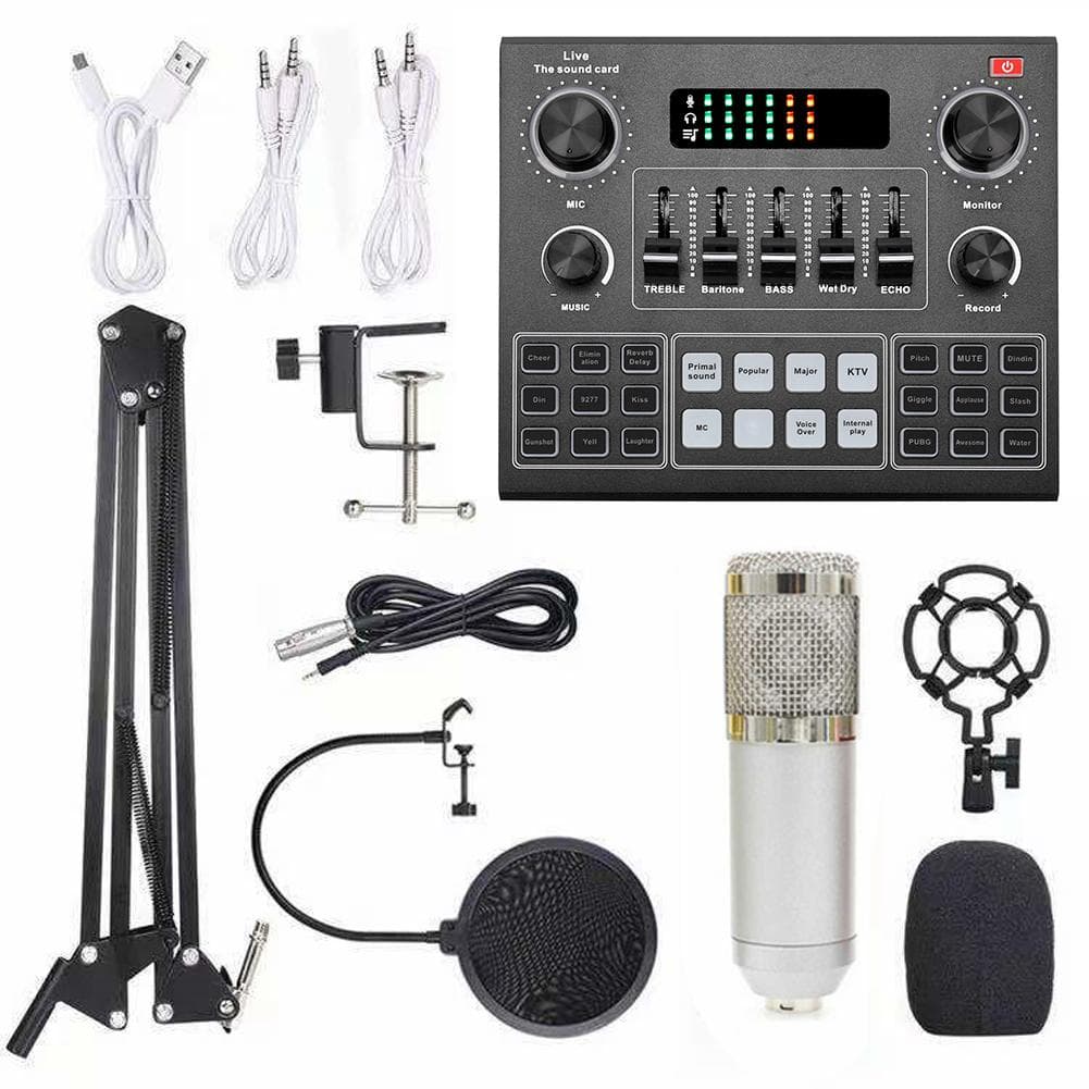 Multifunctional Live V9 Sound Card and BM800 Suspension Microphone Kit Broadcasting Recording