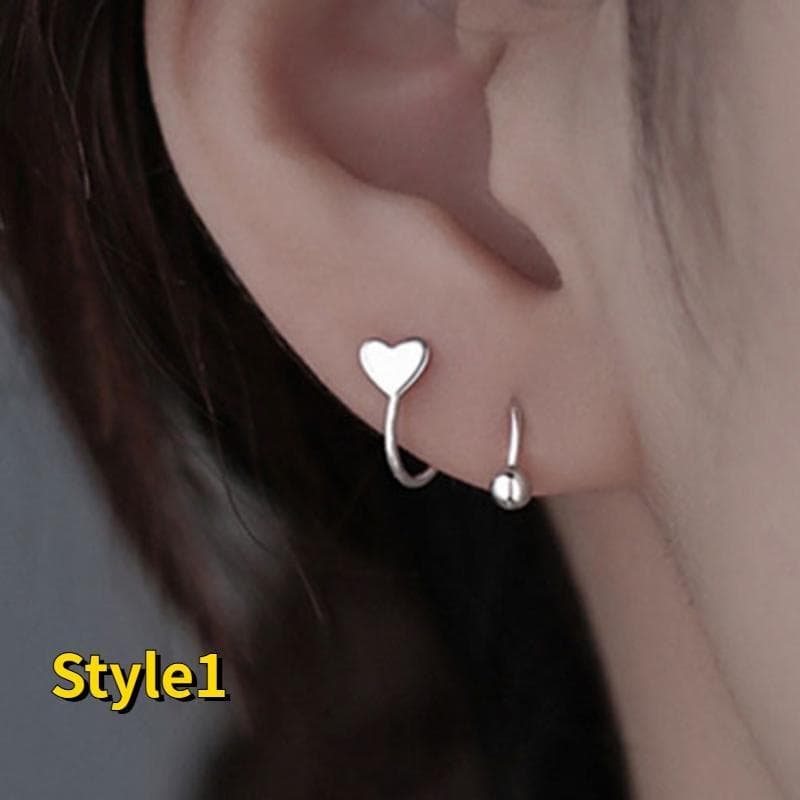2023New Simple Cute Hypoallergenic 925 Sterling Silver Pierced Heart Stud Earrings for Women Daily Casual Minimalist Accessories silver