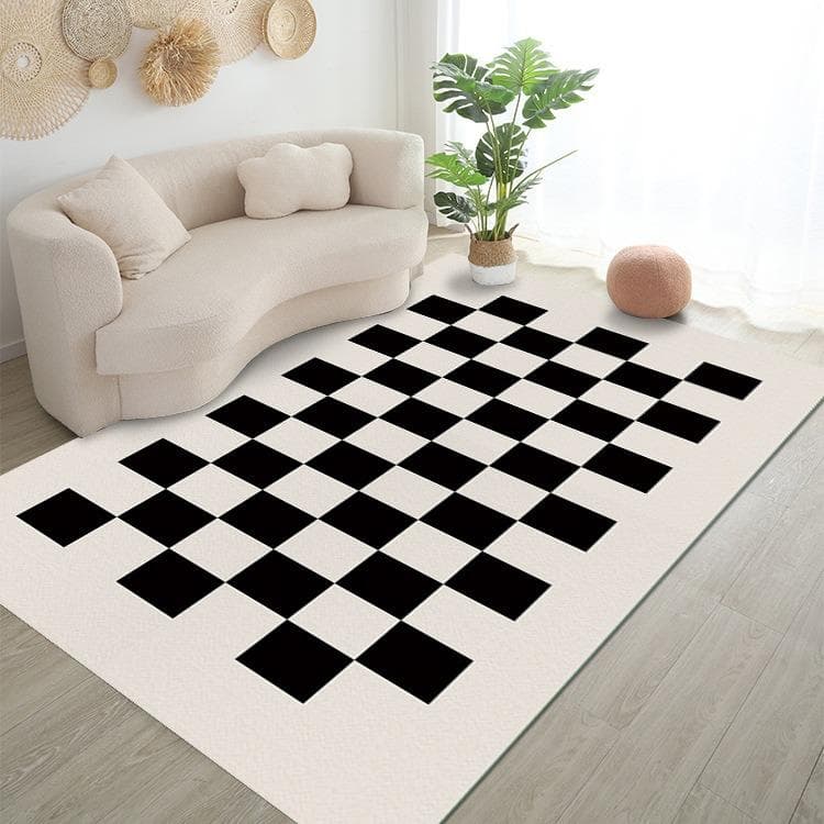 Simple Checkerboard Living Room Carpet Dirty-resistant Bedroom Decor Floor Mat Washable Sofa Coffee Table Rugs Kitchen Doormats 80x120cm
