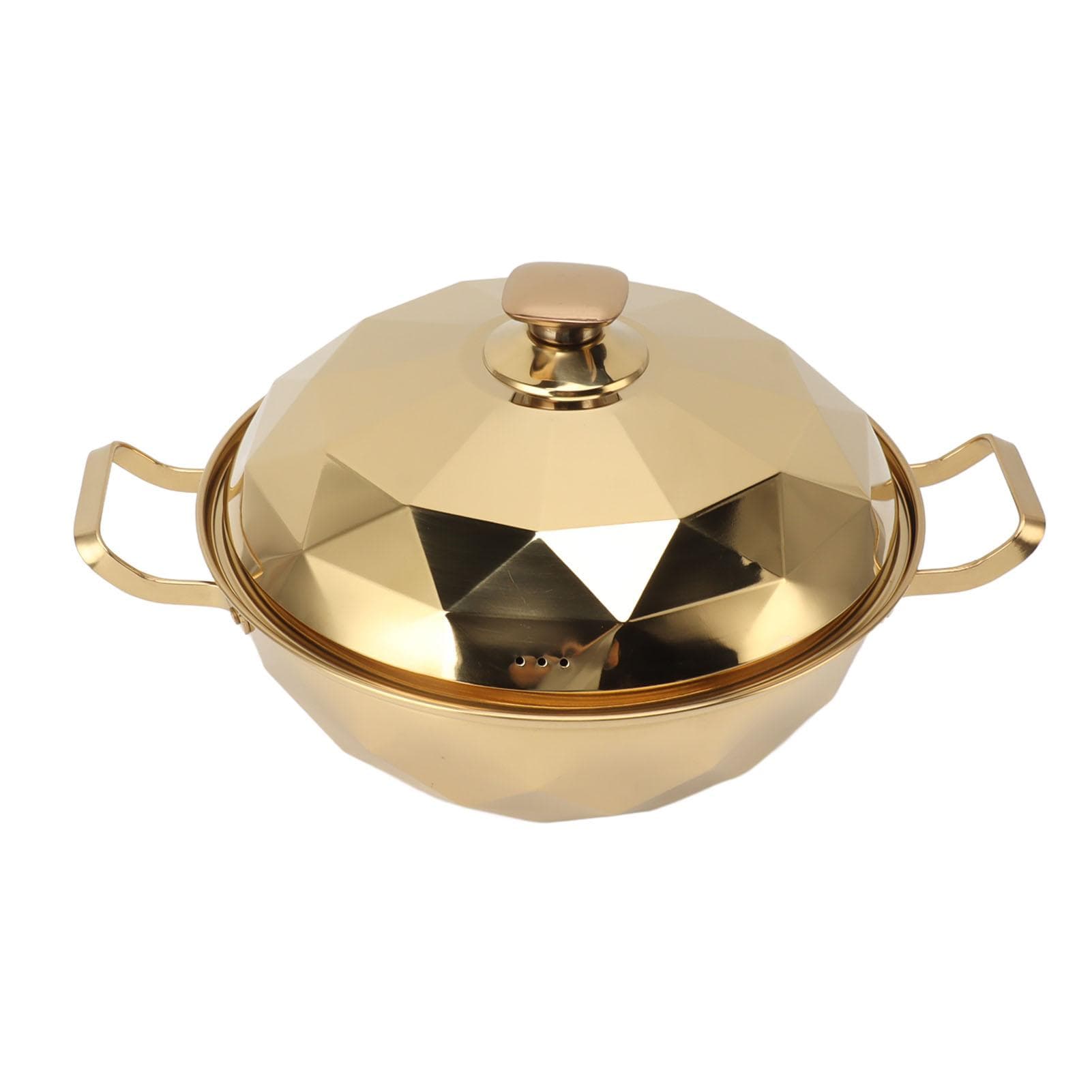 2 Tier Steam Pot 201 Stainless Steel Multipurpose Stock Pot Cookware with Lid Handle for Kitchen L gold