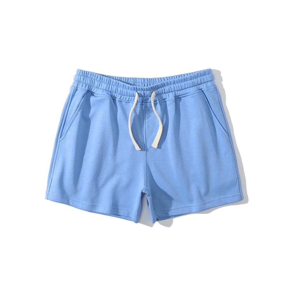 Summer Bodybuilding Sport Shorts Men Casual Bermuda Gym Fitness Running Training Pants Male Cotton Sports Bottoms XL sky blue