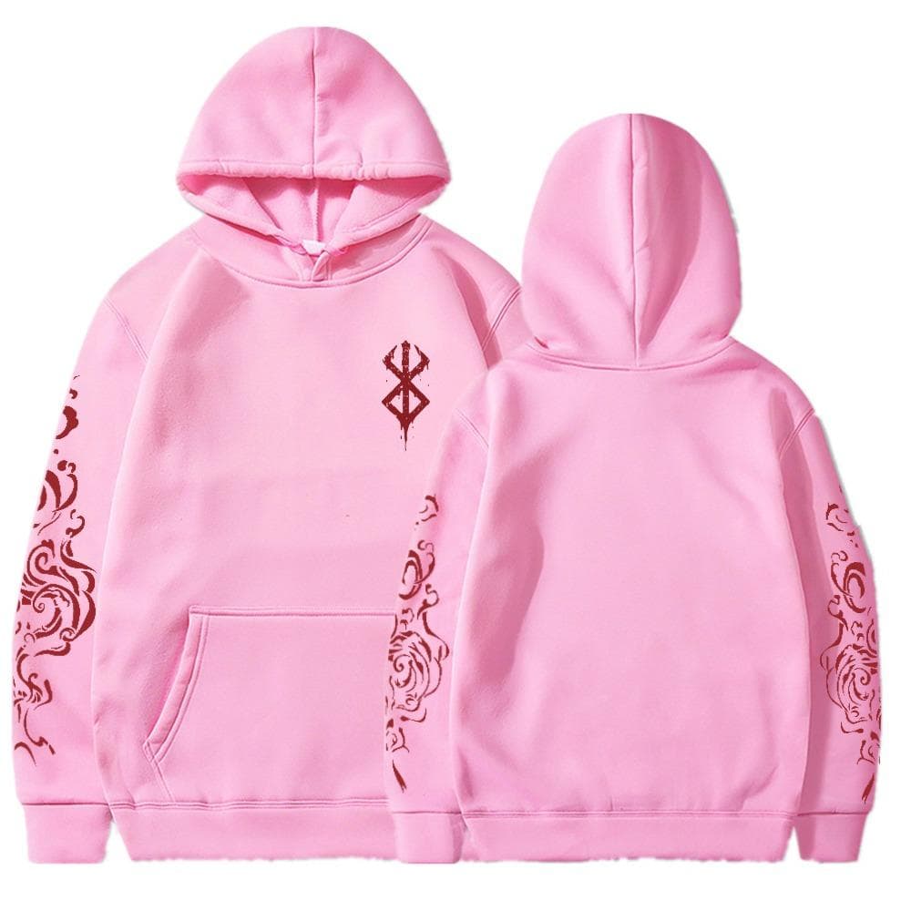 Anime Berserk Acid Hoodies Printed Men Women Fashion Long Sleeve Harajuku Goth Clothing Aesthetic Streetwear Sweater Oversized XXXL pink