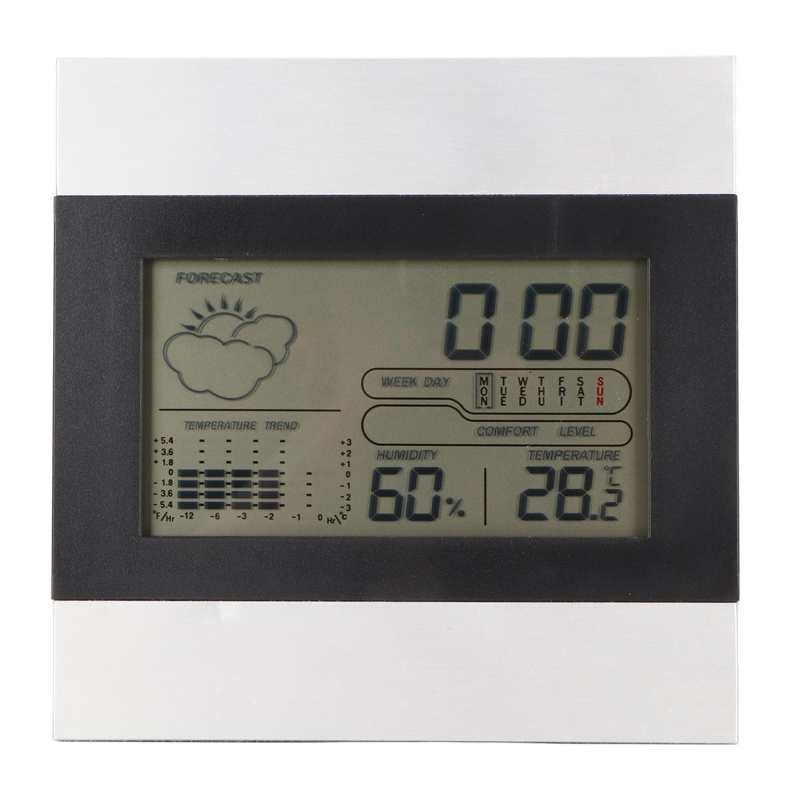 Digital Weather Clock Temperature and Humidity Display Aluminum Shell Digital Alarm Clock for