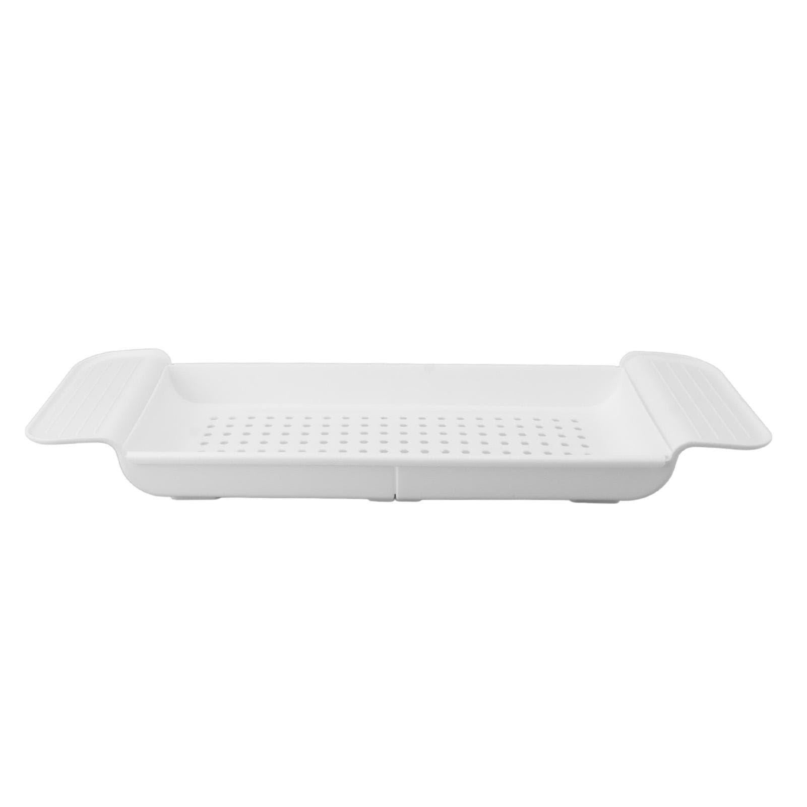Bathtub Shelf Across Tub Retractable Plastic Over Rack Towel Book Holder Storage Organizer Black white