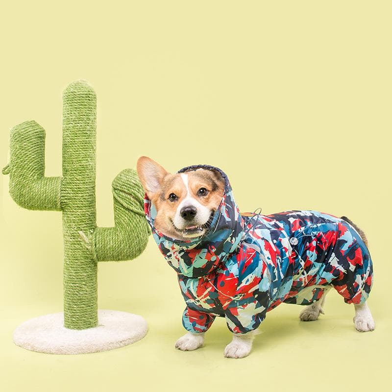 Welsh Corgi Dog Waterproof Dog Coat Jumpsuit Pet Clothing Raincoat Dog Clothes with Reflective Strip L-6L for Large Dogs XL