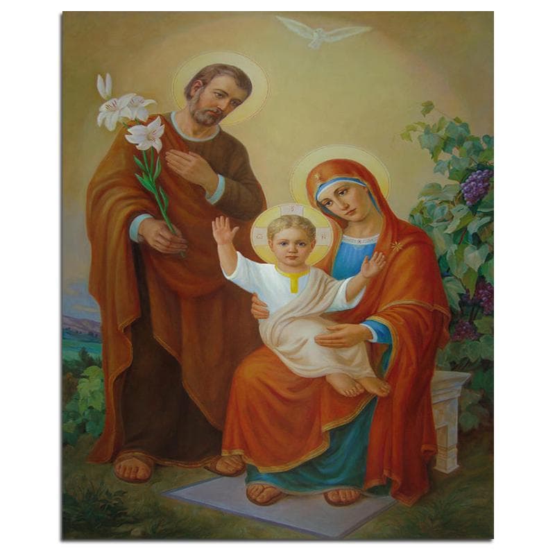 Holy Family With The Vine Tree 5D DIY Diamond Painting Religion Full Round Diamond Embroidery 20X30CM