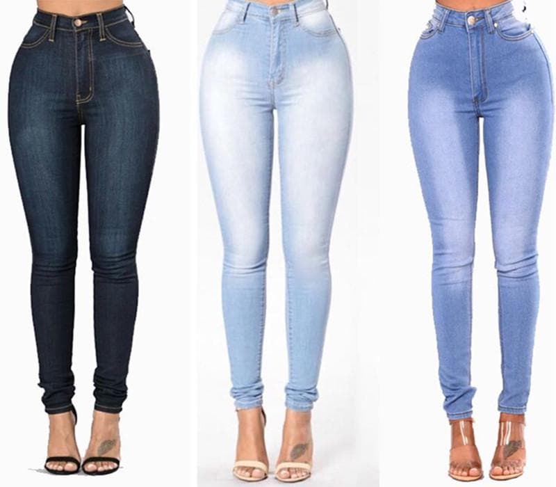 Women's European and American Fashion Slim Stretch Denim Pants 2XL white