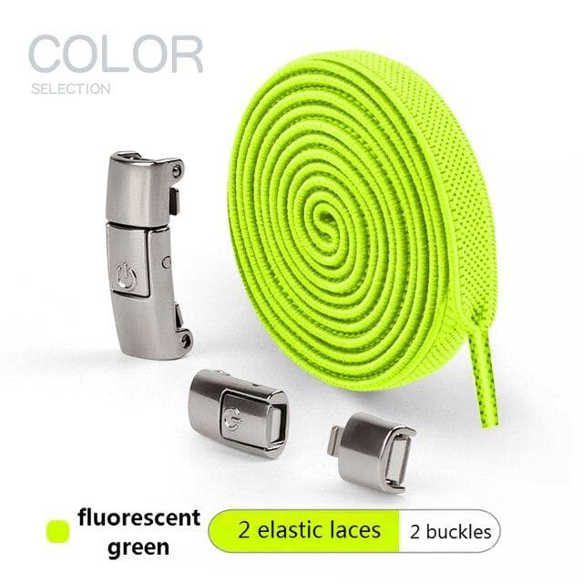 2025 No-Tie Shoelaces With Buckles For Sneakers Sports Shoes fluorescent green