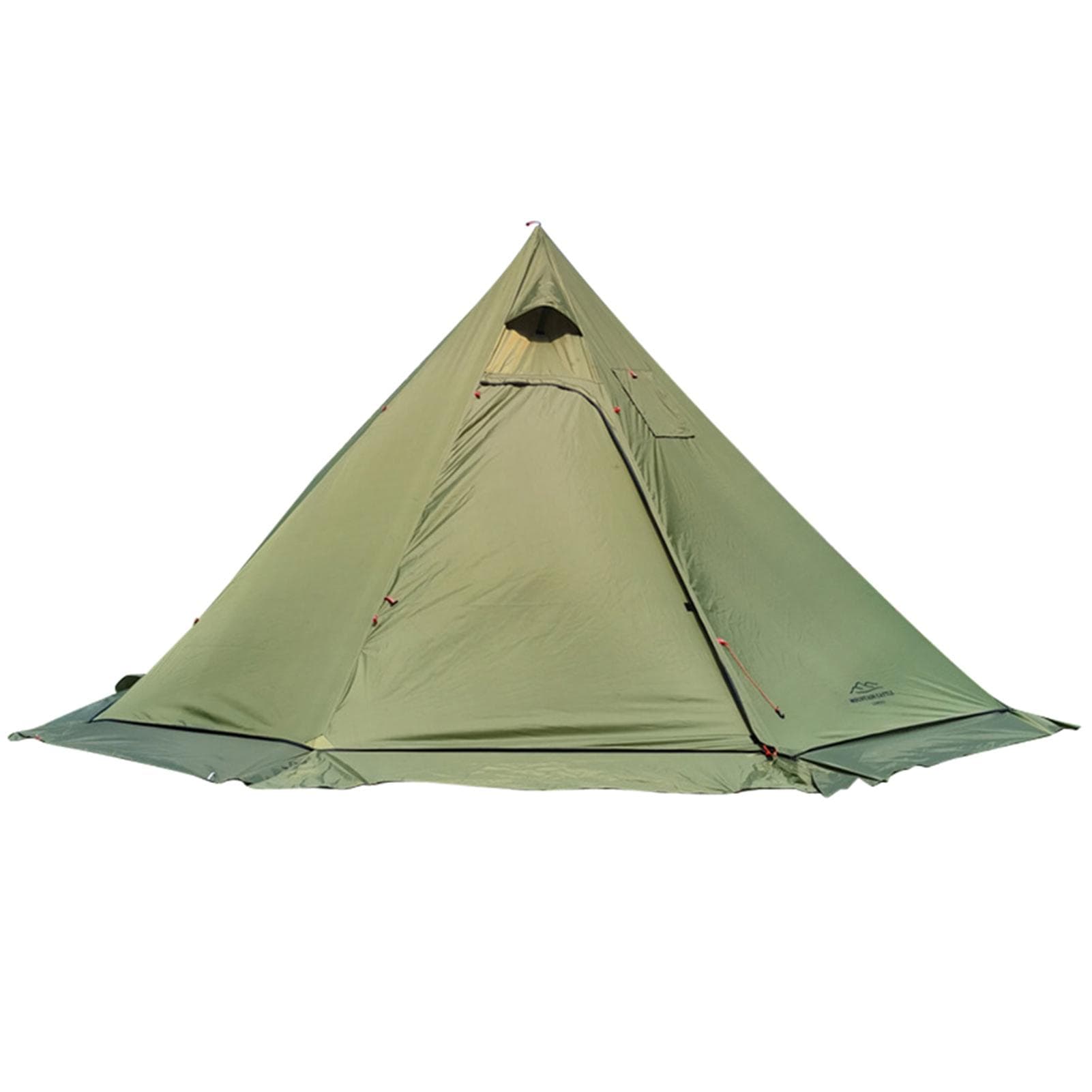 10.5' x 5.2' Camping Tent with Stove Jack Outdoor Teepee Tent for Family Camping Backpacking Hiking army green