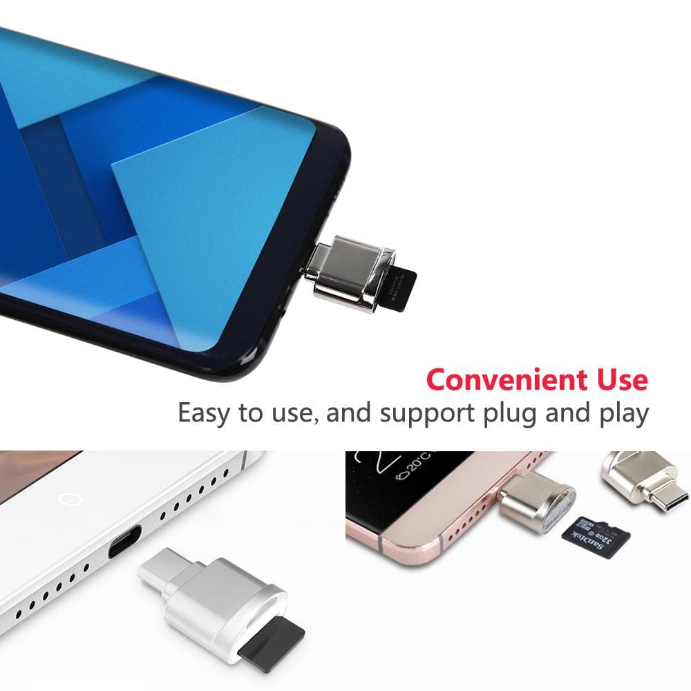 USB Type C Card Reader Aluminum Alloy TF Flash Memory Card Reader OTG Adapter for MacBook Windows