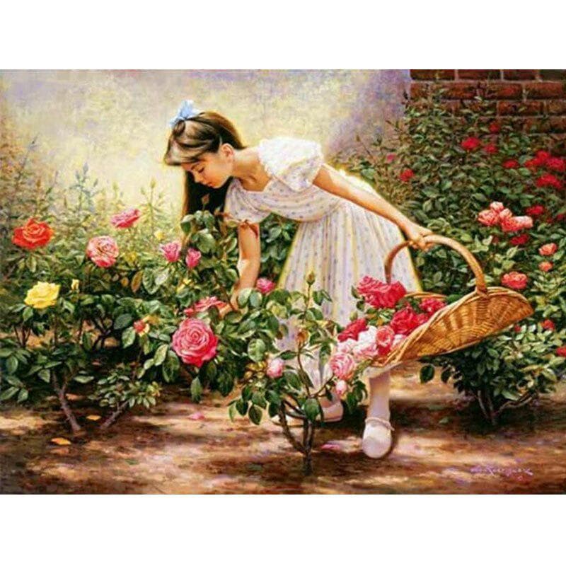 Diamond Embroidery Scenery Full Drill Cross Stitch Crystal Dots Wall Decor Diamond Painting Girl 20X30CM