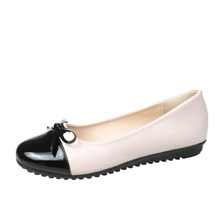 Women Flats Comfort Ballerina Flat Shoes Women Non-slip Ladies Loafers Elegant Bowknot Flat Women Single Shoes 43 white