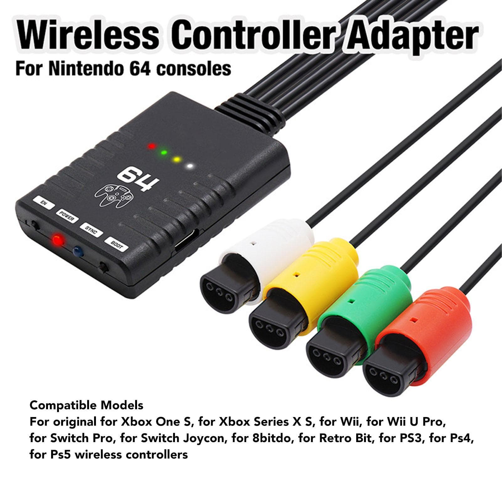 Wireless Controller Adapter Support 4 Player Bluetooth Controller Converter for N64 Console for PS3