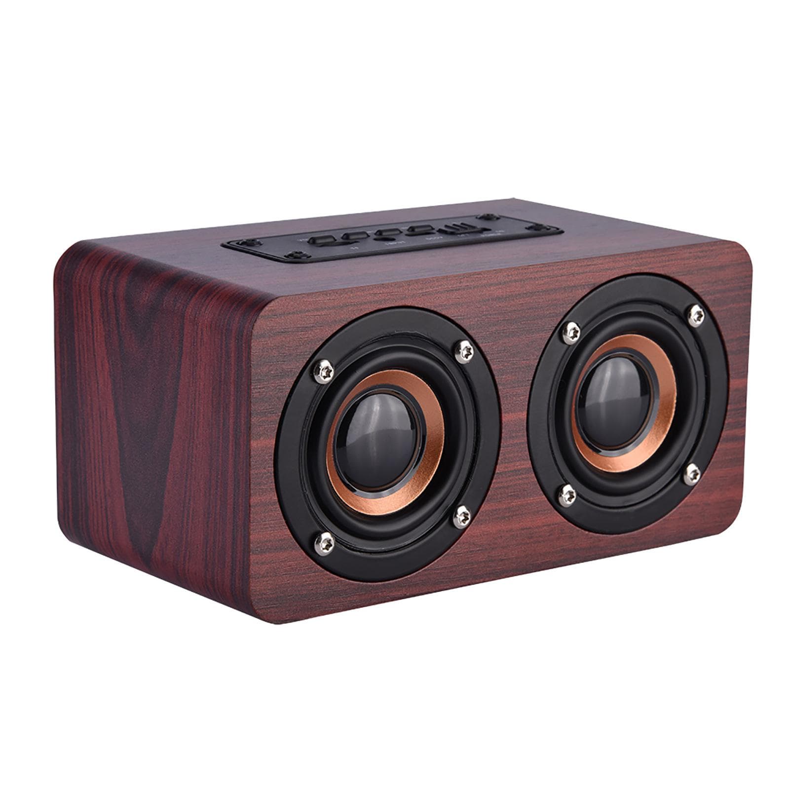 Mini Portable Wooden Bluetooth Speaker Wireless Stereo Loudspeakers with 2 Horn Red Wood