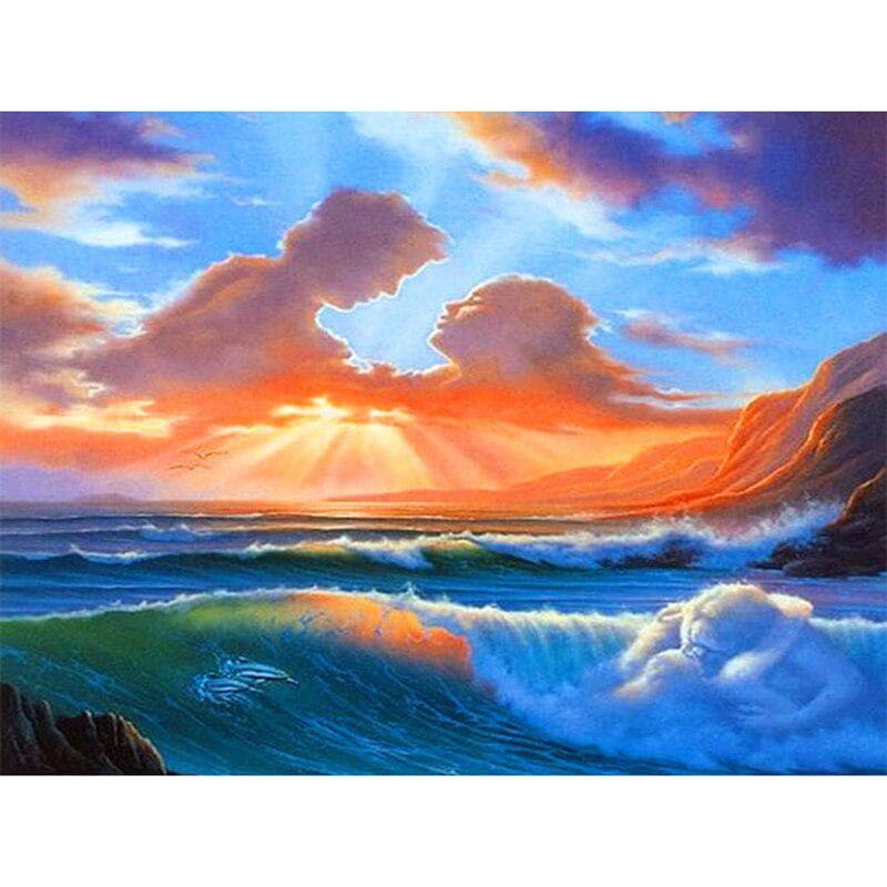 Diamond Painting Lovers-Shapaed Clouds Round Diamond Mosaic Picture Embroidery Pattern Embroidery 20X30CM