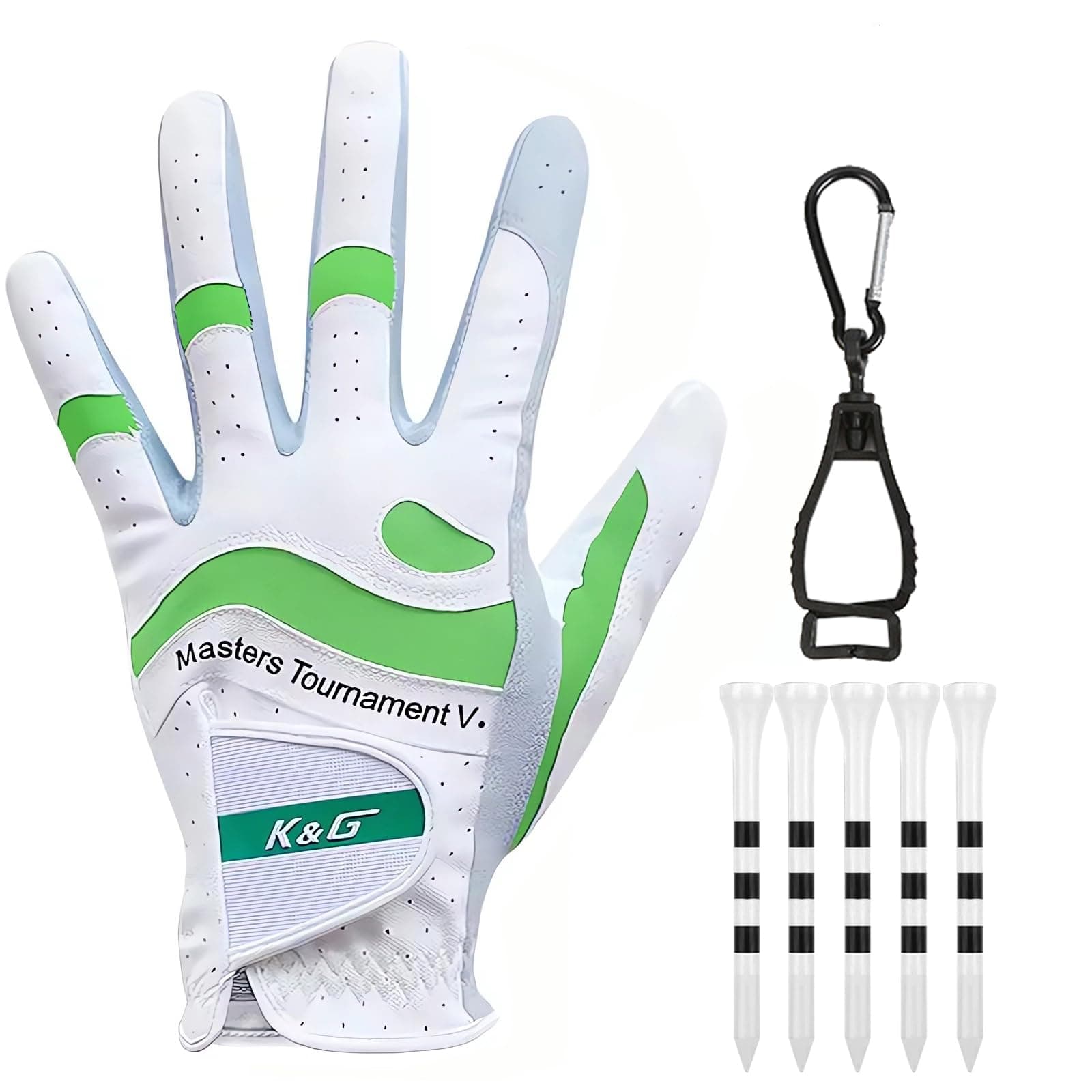 Karamagic Golf Glove for Left PU Comfortable with Clip and Golf Men, Hand, Fabric, Fit, Tee, Multifunctional, Washable. black