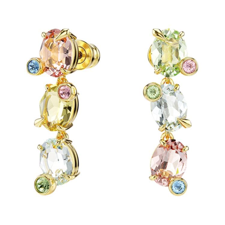 Swarovski Gema Original Design Gold-Plated Crystal Earrings Unisex Earrings 5714815 Box (Random Color)