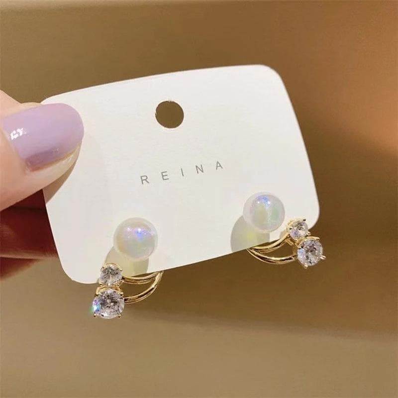 Crystal Pearl Stud Earrings for Women Elegant Pearl Zircon Earring Girls Fashion Sweet Jewelry Gifts Accessories