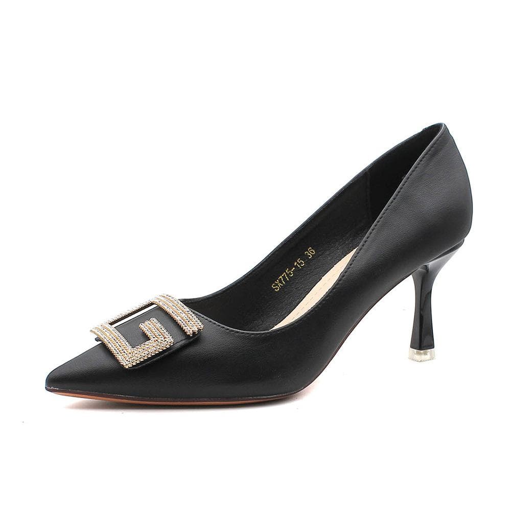 Korean Version Pointed Toe Stiletto Single Shoes Women's Small Fragrance Style Professional High Heels Sexy Rhinestone Slip-on Women's Shoes 40