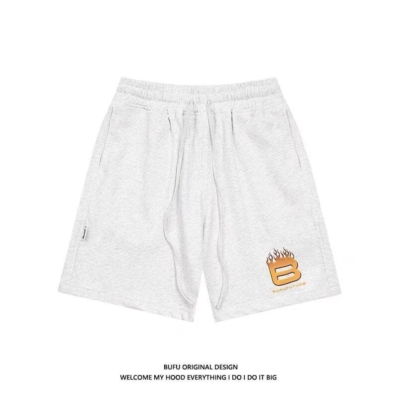 Simple Letter Printed Drawstring Pink Shorts Men's Summer New Straight-leg Slim Casual Five-point Pants One size