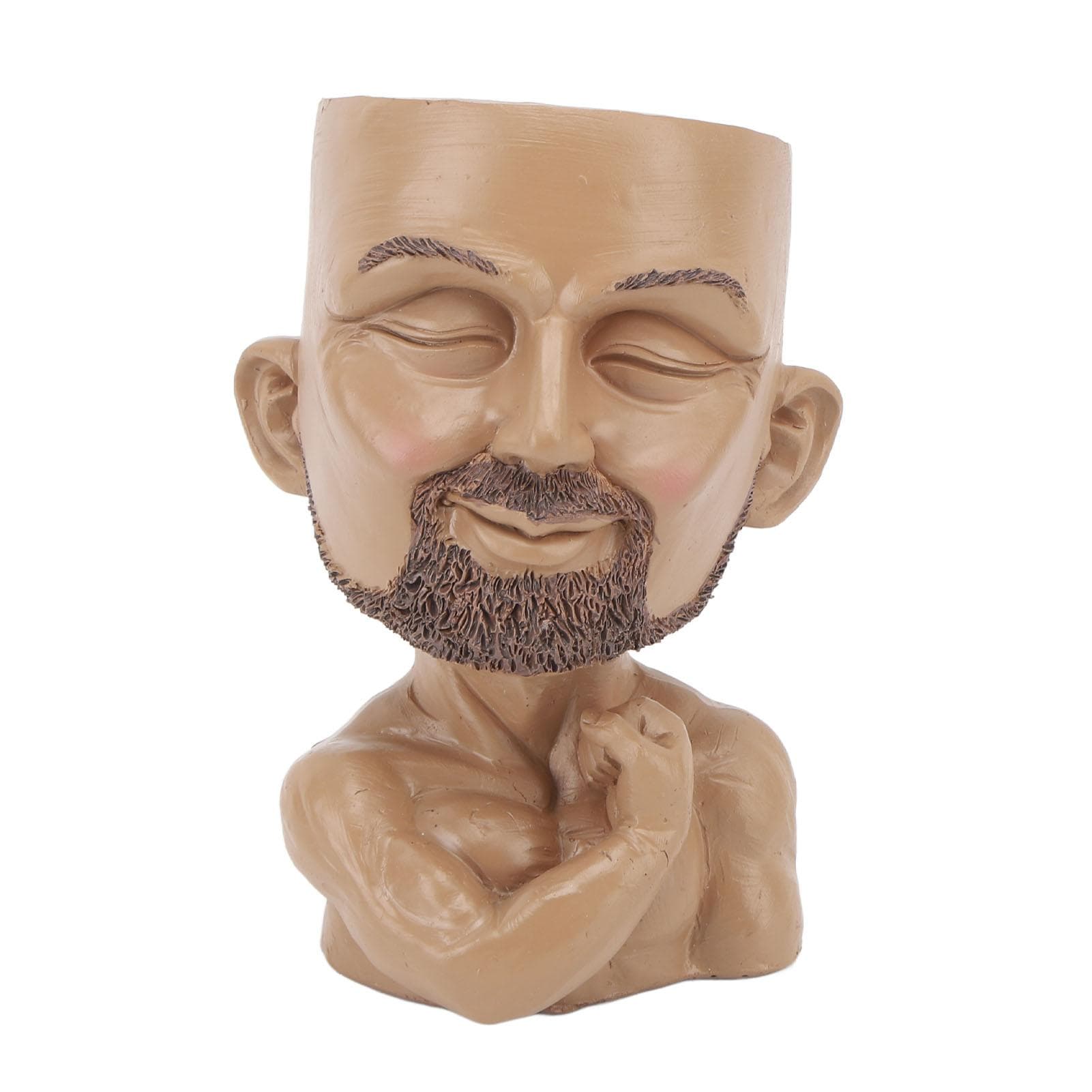 Head Planter Resin Face Planter Weather Resistance Drain Hole Plant Pot for Home Garden Office Dark