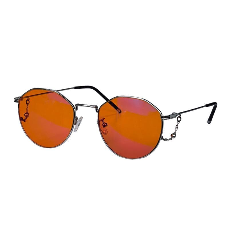 Blue Light Blocking Glasses Women Red Orange Lens Improve Sleep Metal Frame Small Size 133mm Nighttime Use