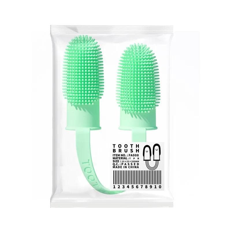Dog Soft Double Finger Toothbrush Pet Teeth Cleaning Brushes Dogs Bad Breath Care Tpr Toothbrush Accessories blue
