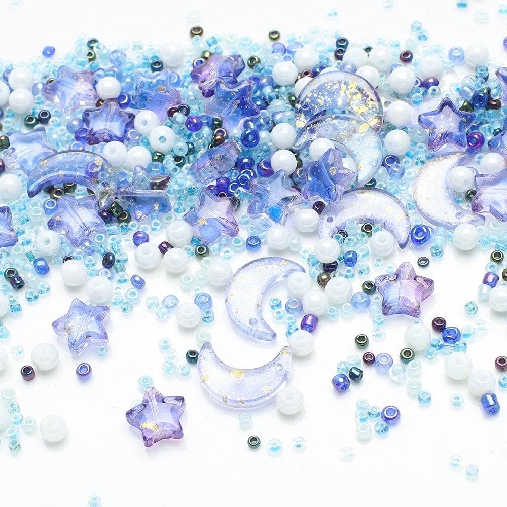 Mixed Star Moon Glass Loose Bead For DIY Making Jewelry Craft Bracelets Necklaces Earrings Accessories blue