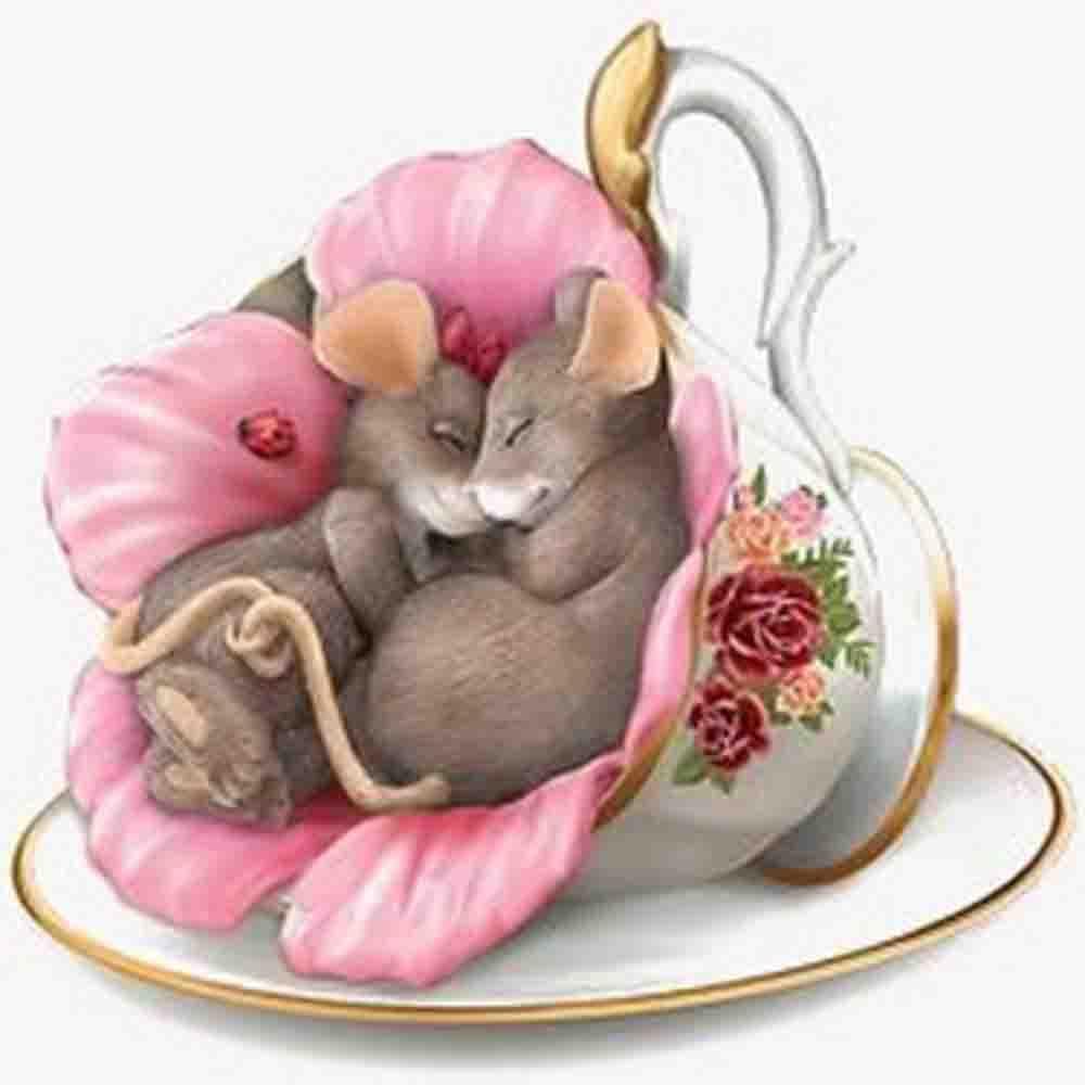 Diamond Painting Cup and Mouse 5D DIY Decor For Home Rhinestones Needlework Diamond Embroidery 30X30CM