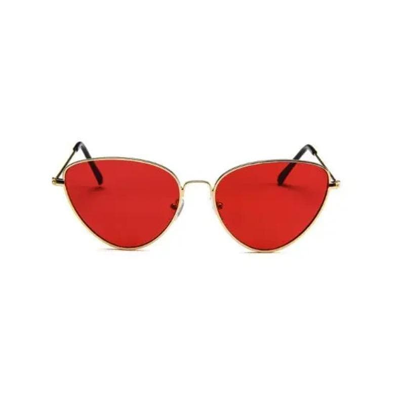 Classic Cat Eye Sunglasses Women Small Frame Tinted Red Sun Glasses Shades Oculos De Sol Metal Marine Lens Sunglasses Glasses as picture