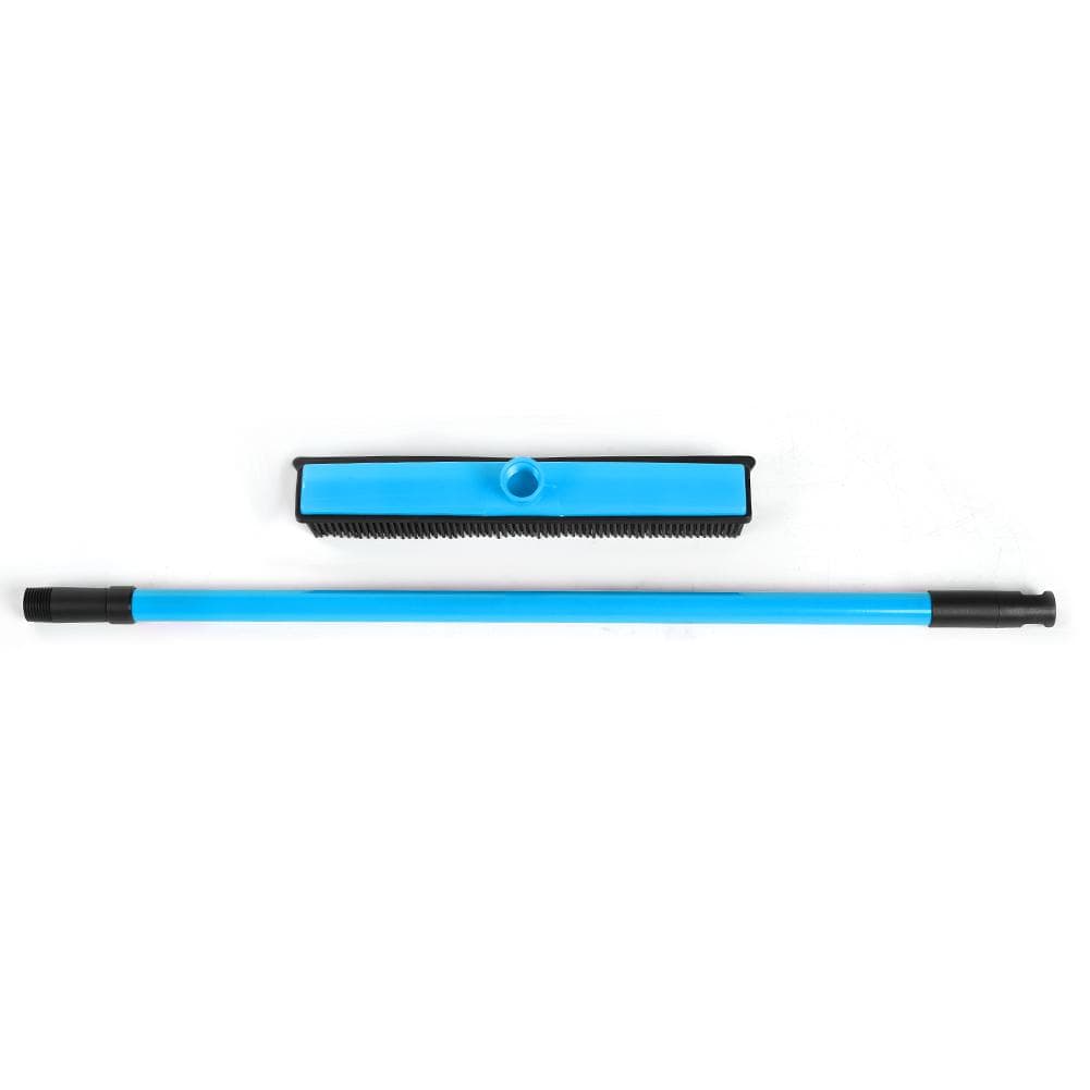 Pet Hair Fur Removal Broom and Lint Brush Combo with Squeegee and Telescoping Handle (Blue) Blue