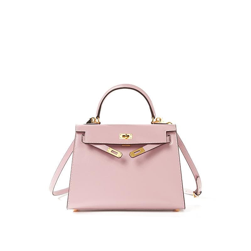 High End Version Bag Second-generation BOX Patterned Cowhide Mini Handbag New High-end Leather Women's Crossbody Bag 22x8x15cm pink/gold