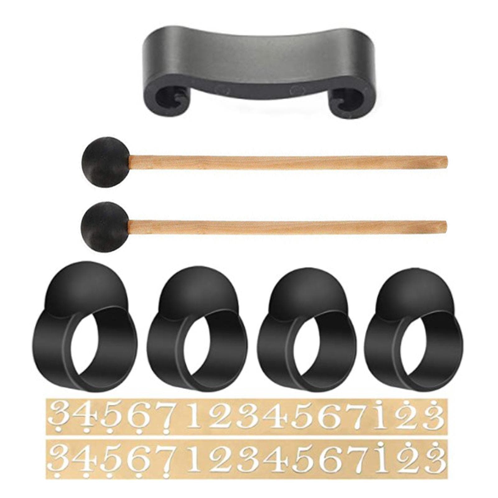 9Piece Tongue Drum Accessories Set Tank Drum Attachments with Mallets Finger Picks Sleeves Notes 9Pcs green