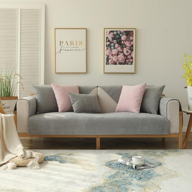 Dacron Cloth Waterproof Sofa Cushion Anti-scratch Sofa Cover Solid Color Non-slip Four Seasons Universal Sofa Protection Cover 70x50cm 1pcs
