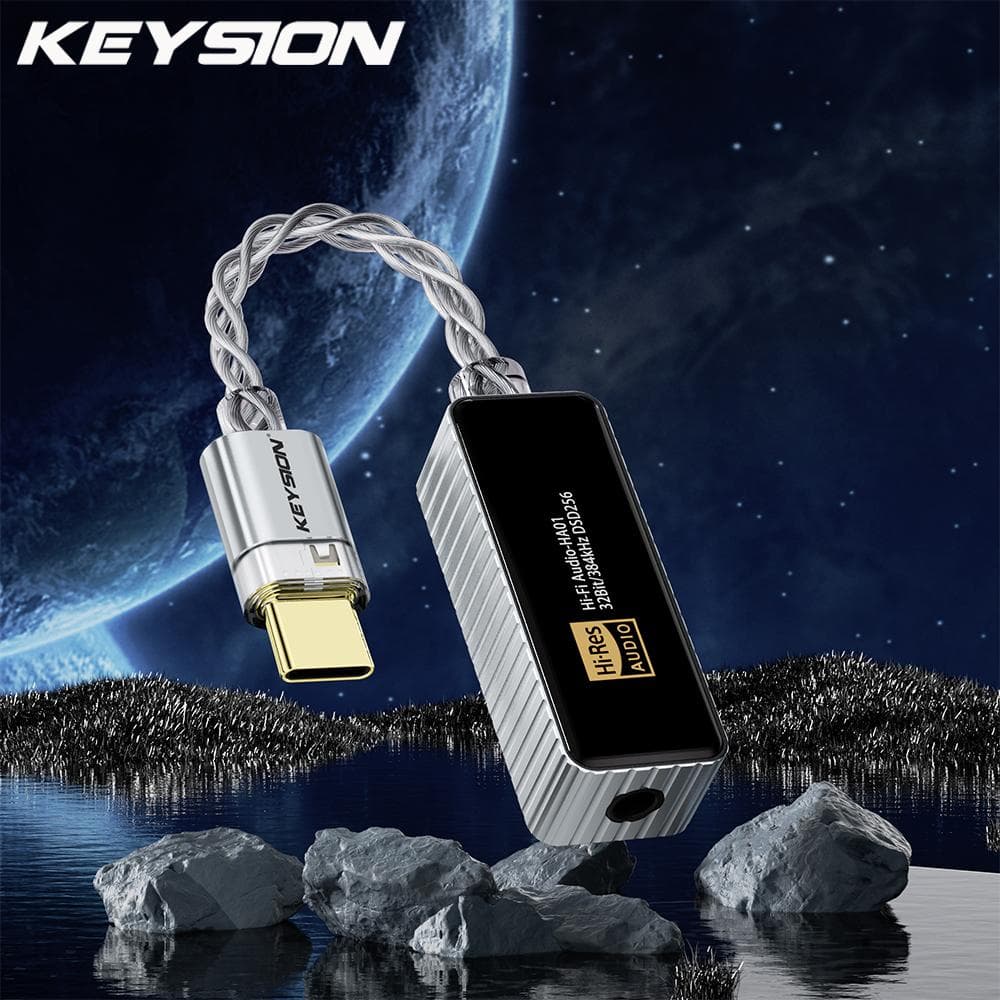 KEYSION 384kHz DSD256 CS43198+CT7601 Portable USB DAC Audio HiFi Decoder Headphone Amplifier 3.5 Jack for Android iOS Mac Win10 silver