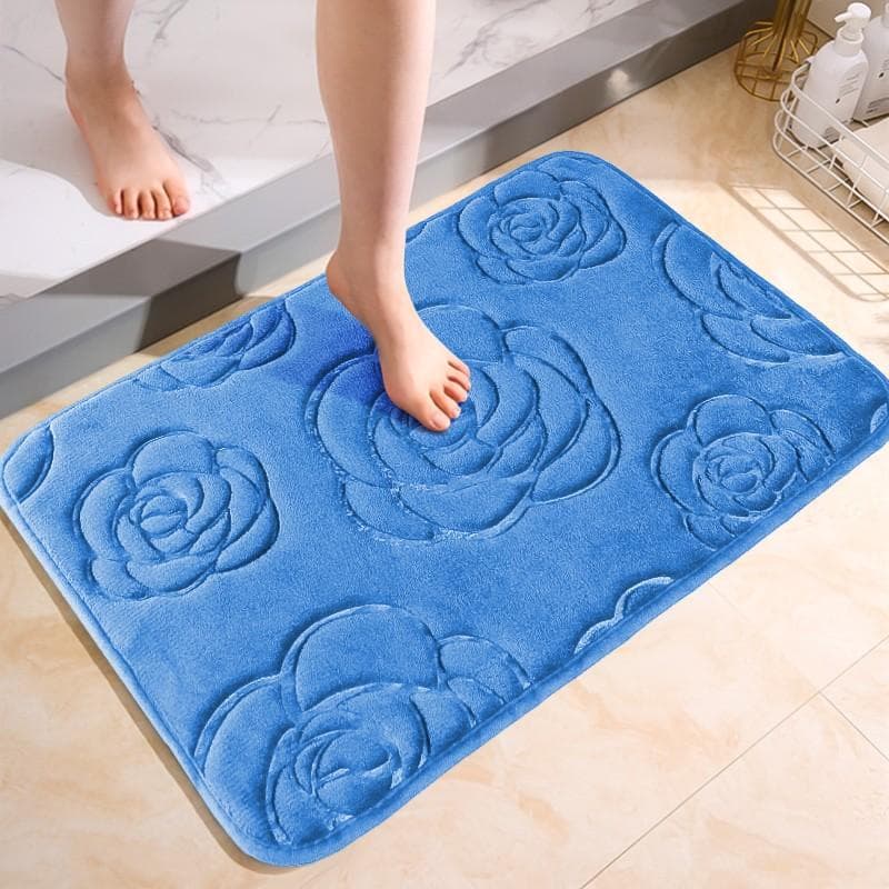 Bathroom Rug Quick Dry Bath Mat Non Slip Area Mat Coral Fleece Bath Floor Mat Soft Absorbent Washable Carpet Shower Door Mat 50cmx80cm royal blue