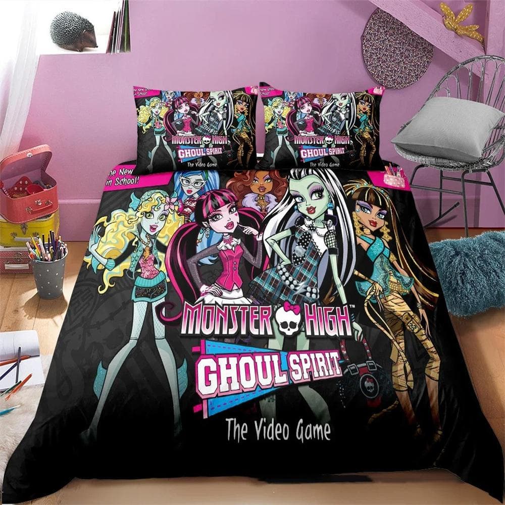3D Printed Monster High Bedding Set Duvet Cover Bedroom Comforter Covers Single Twin King Size Quilt Cover Home Textile 2/3PCS 150X200cm-3pcs