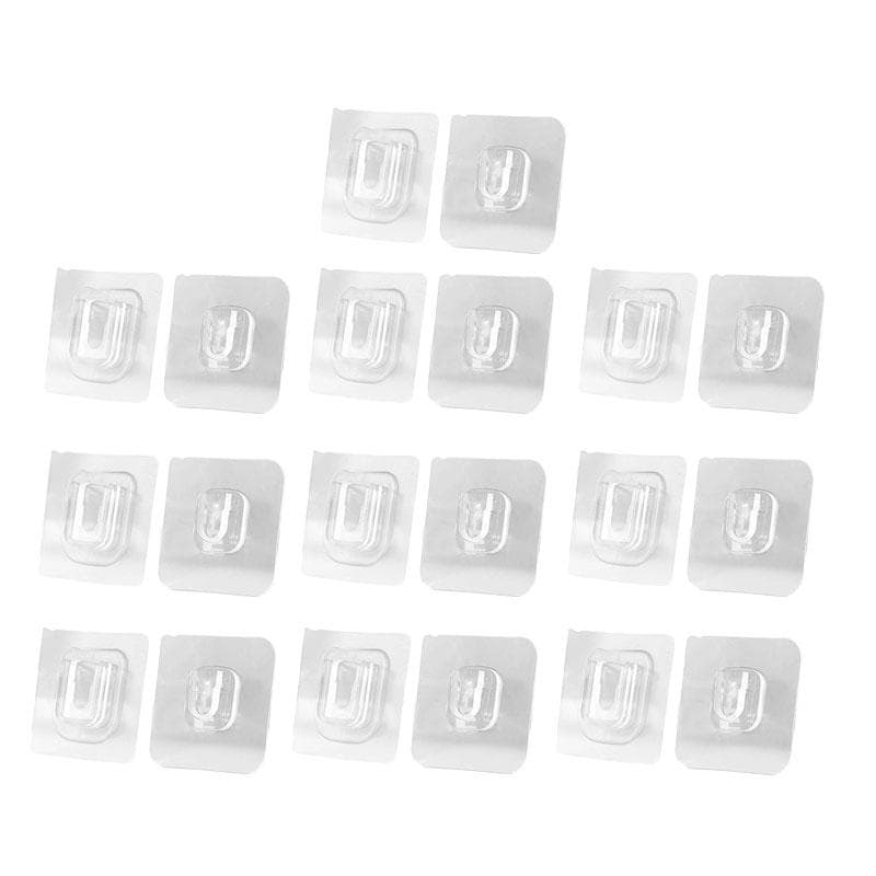 10Pairs Double-Sided Adhesive Wall Hooks Hanger Strong Transparent Hooks Suction Cup Sucker Wall Storage Holder For Kitchen Bathroom 20Pcs(10Pairs)