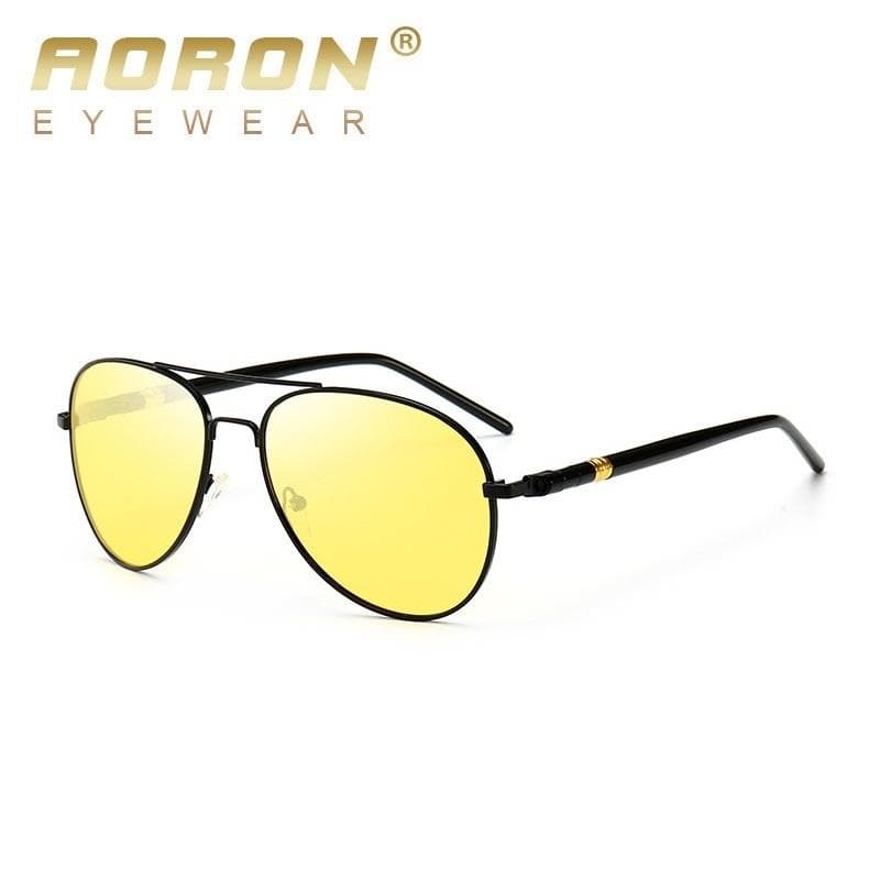 AORON Men Fashion Polarized Sunglasses Anti Glare Night Driving Glasses black