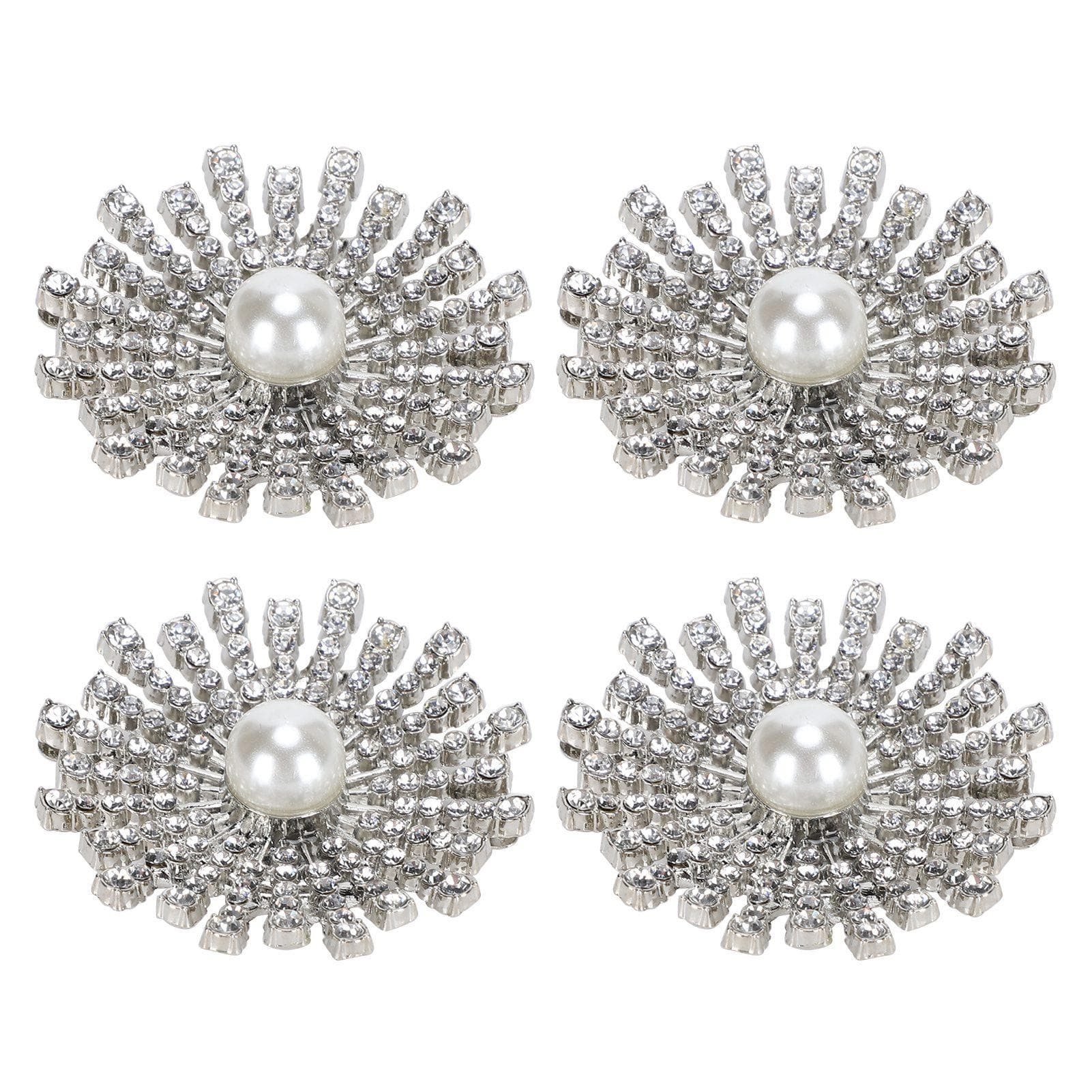 4Pcs Diamond Pearl Decorations Fashion Shoe Clips Alloy Jewelry Ornaments Craft SuppliesSunflower
