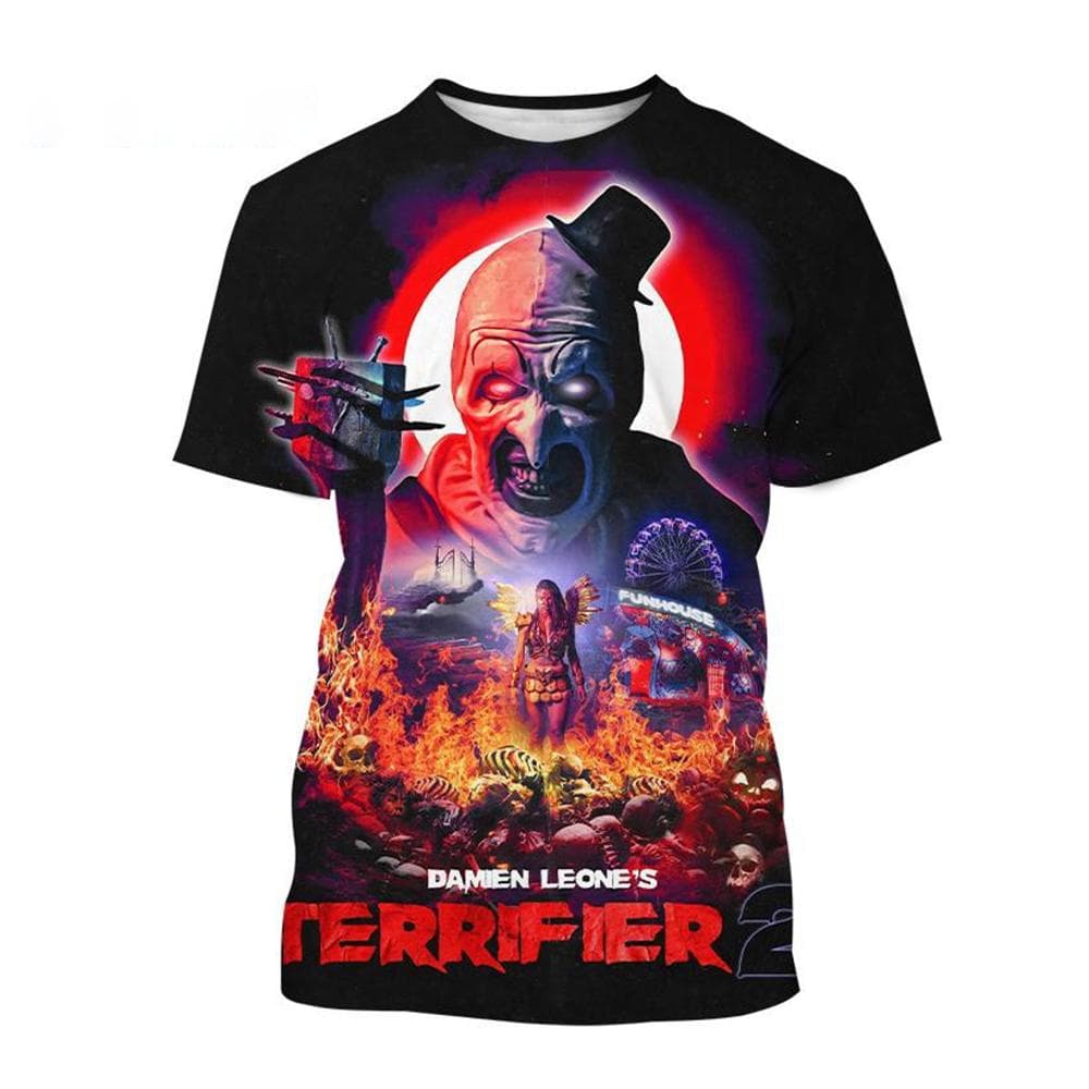 Summer Hot Selling Fashion Horror 3D Printing Horror Clown Creative Personality Casual T-shirt Plus Size Tee Top 120
