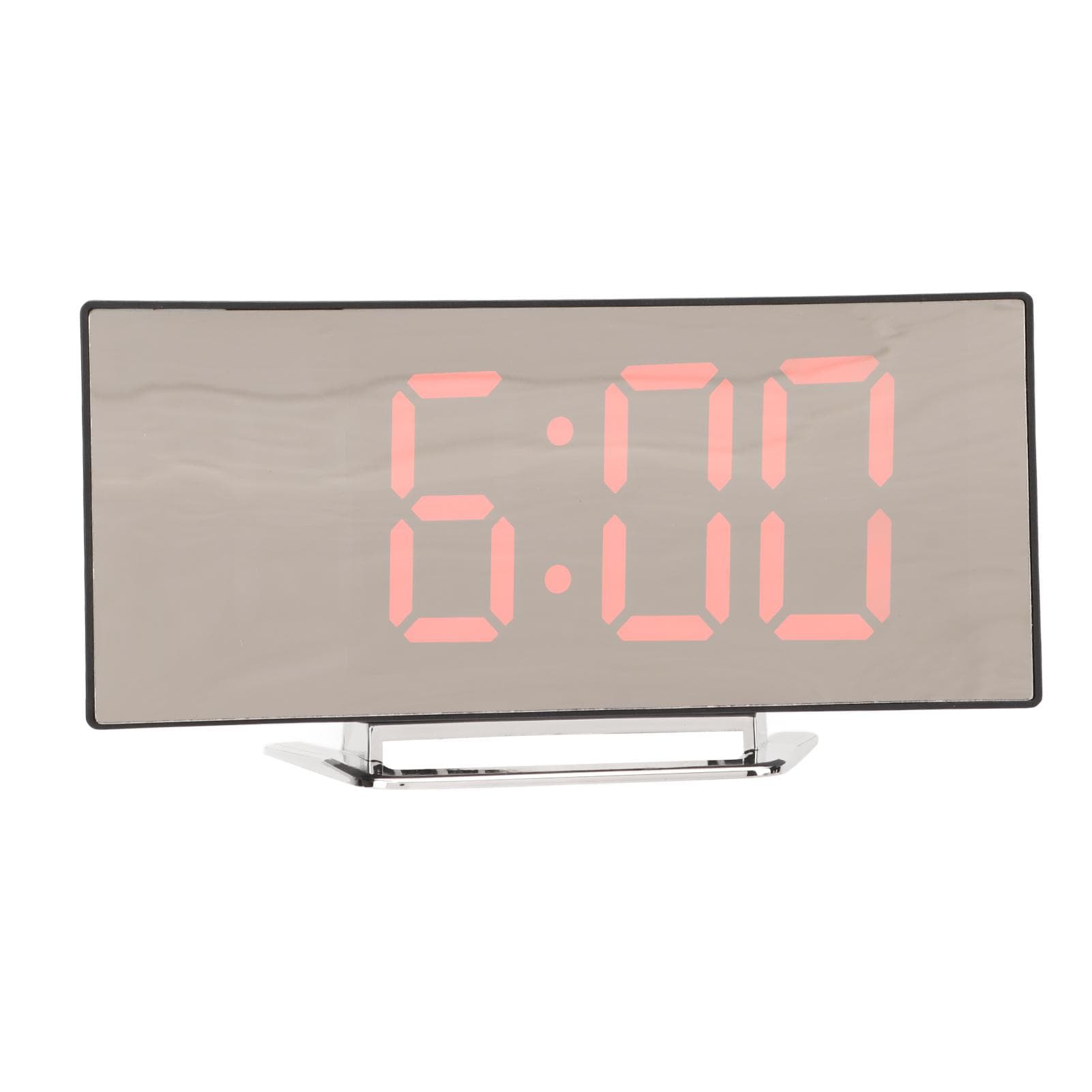Mirror Digital Alarm Clock Temperature Display LED Curved Mirror Digital Electronic Clock for Home red