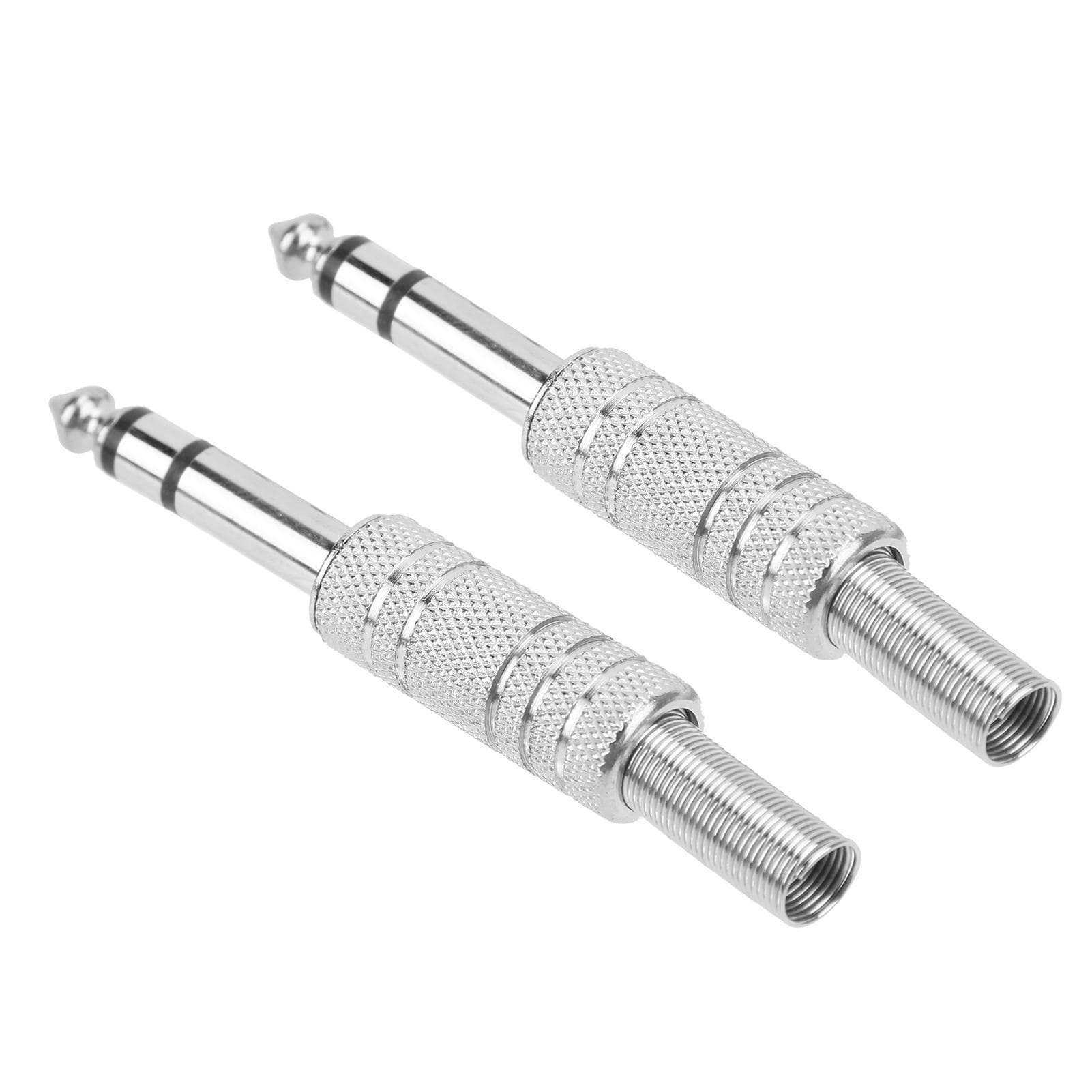 2Pcs Audio Adapter Male Coupler Joiner Guitar Earphone Straight Jack Plug In Connector 6.35mmStereo