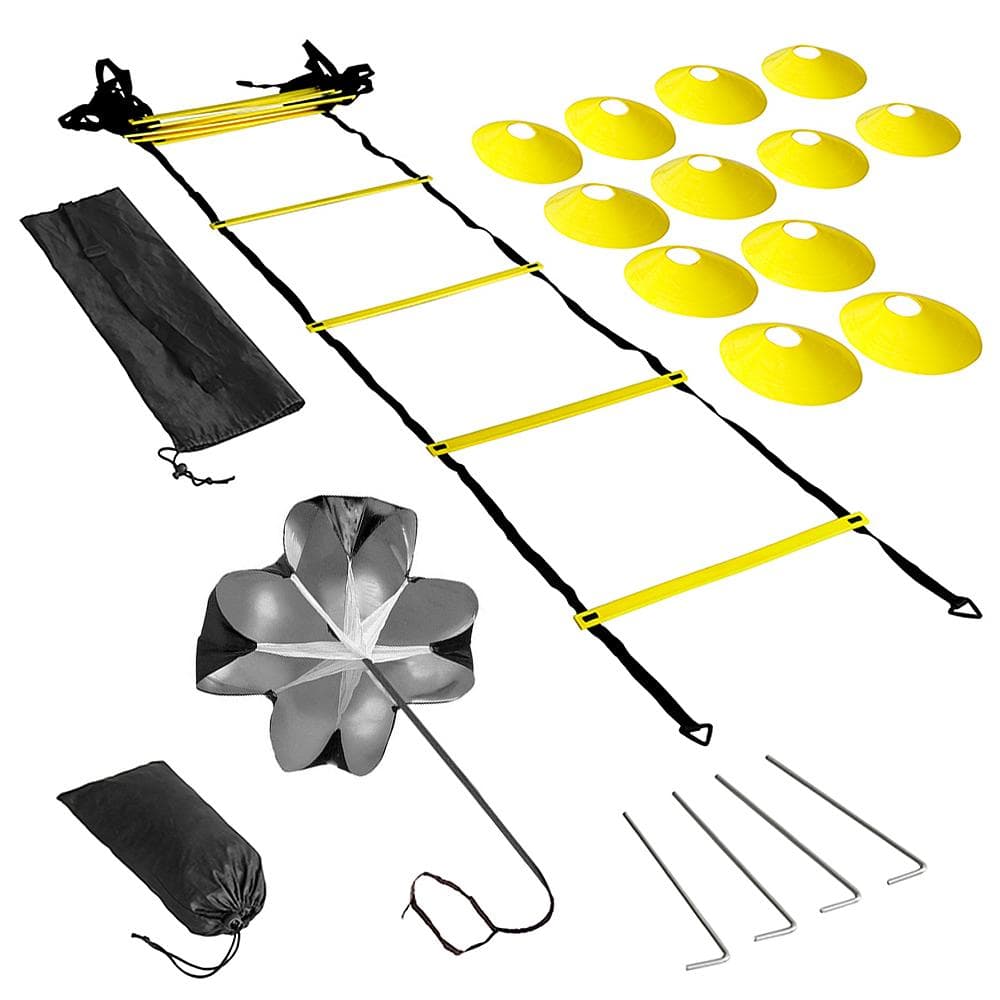 Speed Agility Training Kit Agility Ladder Football Ladder with 12-Rung with 12 Cones and 4 Stakes