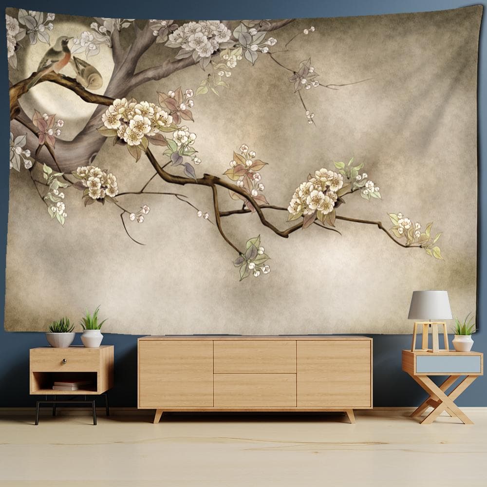 Flower And Bird Chinese Painting Tapestry Wall Hanging Bohemian Style Tapiz Mandala Witchcraft Home Decor 400x220cm