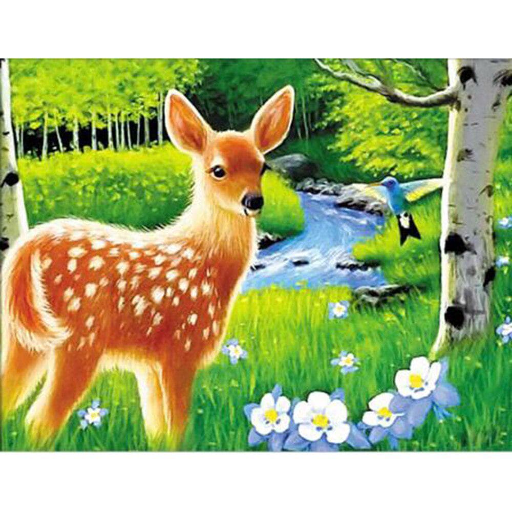 5D DIY Full Diamond Painting Cross Stitch Fawn and Forest Diamond Embroidery Deer Rhinestone 20X30CM